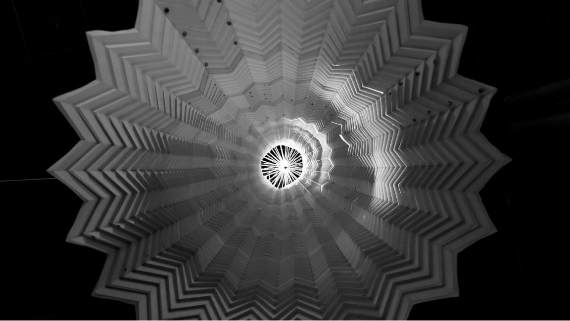 Tube consisting of folded sheets seen from below